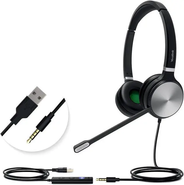 Main image of Yealink UH36 Professional USB Headset, Wired Headphones for Computer PC Laptop Work Headset with Noise Canceling Mic for Call and Musicfor Teams Certified, Stereo,3.5mm Jack/USB Connection