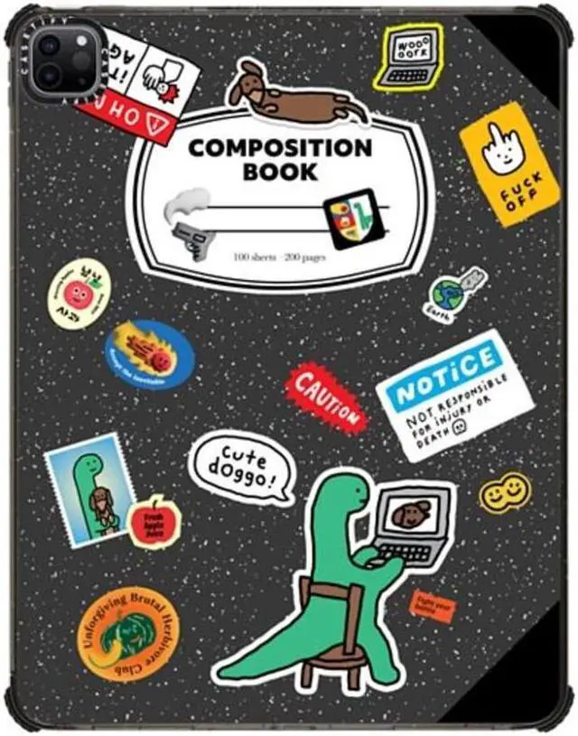 Main image of CASETiFY Impact Case for iPad Pro 12.9" (3rd/4th/5th/6th Gen) - Brachio Composition Book - Clear Black