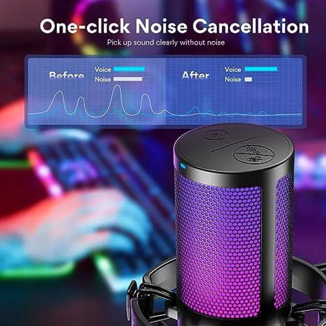 Alt view image 2 of 5 - MAONO Gaming USB Microphone with Noise Cancellation, Streaming mic for PC Computer MAC PS4 PS5, All-in-One Kit with Mute, Monitor for Recording, Podcast, Twitch, YouTube, Discord, GamerWave DGM20