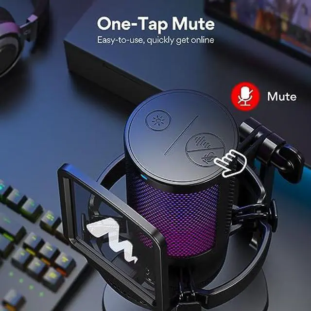 Alt view image 3 of 5 - MAONO Gaming USB Microphone with Noise Cancellation, Streaming mic for PC Computer MAC PS4 PS5, All-in-One Kit with Mute, Monitor for Recording, Podcast, Twitch, YouTube, Discord, GamerWave DGM20