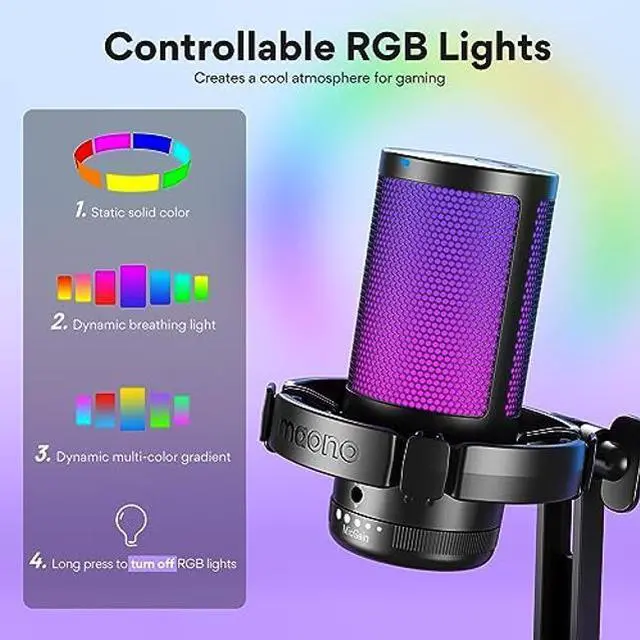 Alt view image 4 of 5 - MAONO Gaming USB Microphone with Noise Cancellation, Streaming mic for PC Computer MAC PS4 PS5, All-in-One Kit with Mute, Monitor for Recording, Podcast, Twitch, YouTube, Discord, GamerWave DGM20