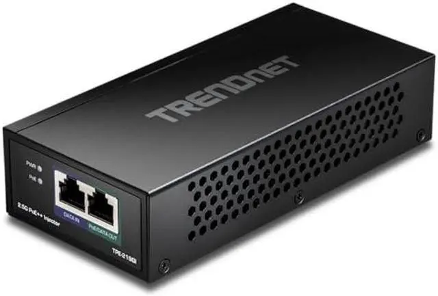 Main image of TRENDnet 2.5G PoE++ Injector, TPE-219GI, 90W PoE++, 30W PoE+, 15.4W PoE, IEEE 802.3 bt /802.3at/802.3af Compliant, Metal Housing, Up to 100m (328 ft.), Black