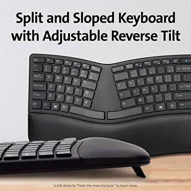 Alt view image 2 of 5 - Kensington Pro Fit Ergonomic Wireless Keyboard and Mouse - Black (K75406US)
