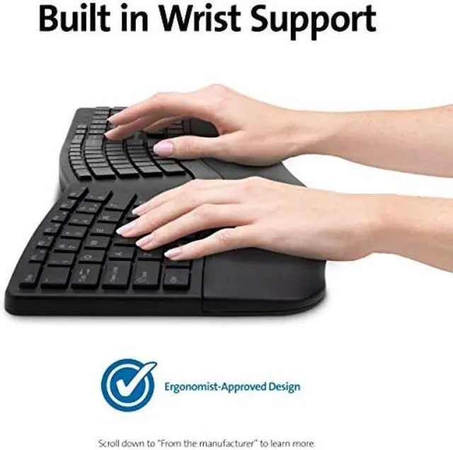 Alt view image 3 of 5 - Kensington Pro Fit Ergonomic Wireless Keyboard and Mouse - Black (K75406US)