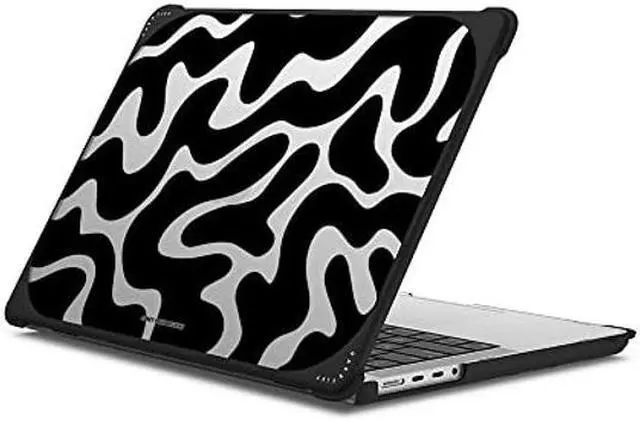 Main image of CASETiFY Bounce MacBook Pro 14" (2021/2023) Case [Enhanced Protective Corner Design/Ventilation Cutouts/Anti-Slip Grip] - Black Abstract Shapes by Corey Paige Designs - Clear Black