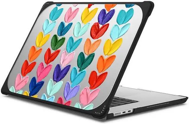 Alt view image 4 of 4 - CASETiFY Bounce MacBook Air 15" (2023) Case [Enhanced Protective Corner Design/Ventilation Cutouts/Anti-Slip Grip] - Clear Polka Daubs Hearts - Clear Black