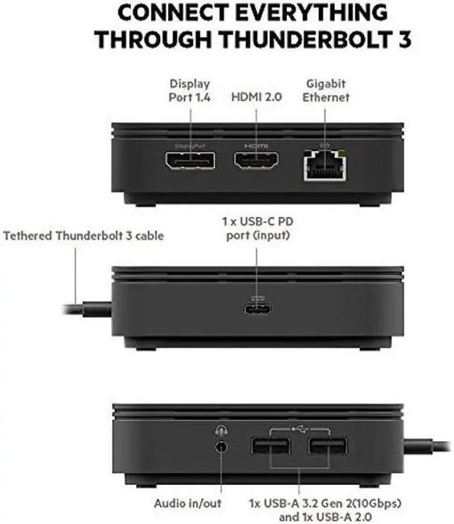 Alt view image 2 of 5 - Belkin Thunderbolt 3 Dock Core With Thunderbolt 3 Cable - Usb C Hub - 7-In-1 Docking Station For Macs & Windows, 60W Upstream Charging, With Gigabit Ethernet, Displayport & Audio Ports