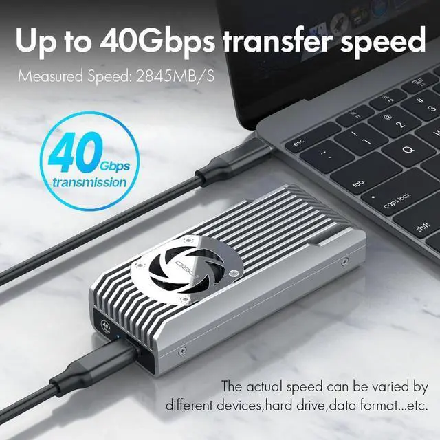 Alt view image 4 of 5 - ineo USB 4.0 M.2 NVMe SSD Enclosure Built-in Cooling Fan, Compatible with Thunderbolt 3/4, Compatible USB 4/3/2 [C2598-NVMe 40Gbps]