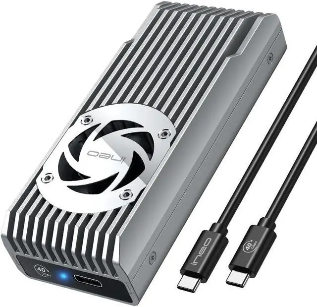 Main image of ineo USB 4.0 M.2 NVMe SSD Enclosure Built-in Cooling Fan, Compatible with Thunderbolt 3/4, Compatible USB 4/3/2 [C2598-NVMe 40Gbps]