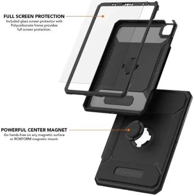 Alt view image 3 of 5 - Rokform - Rugged iPad Case 10.9-11 Inch, Magnetic Case with RokLock Twist Lock, Compatible with iPad Air 5 (2022), iPad Air 4 (2020), and The iPad Pro 11" 5th/4th/3rd gen (2021/2020/2018) - Black