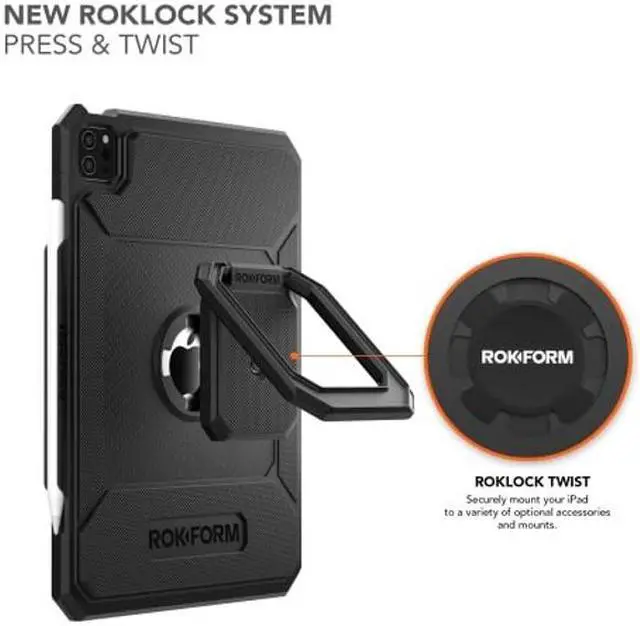 Alt view image 4 of 5 - Rokform - Rugged iPad Case 10.9-11 Inch, Magnetic Case with RokLock Twist Lock, Compatible with iPad Air 5 (2022), iPad Air 4 (2020), and The iPad Pro 11" 5th/4th/3rd gen (2021/2020/2018) - Black