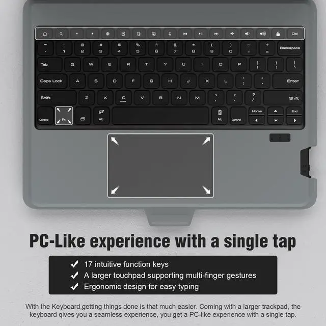 Alt view image 5 of 5 - Nillkin for Samsung Galaxy Tab S9+ Plus 12.4 Inch Case with Keyboard Detachable 7 Colors Backlit Multi-Touch Trackpad Keyboard, S Pen Holder Bluetooth Keyboard Case for Galaxy Tab S9+ Plus Case
