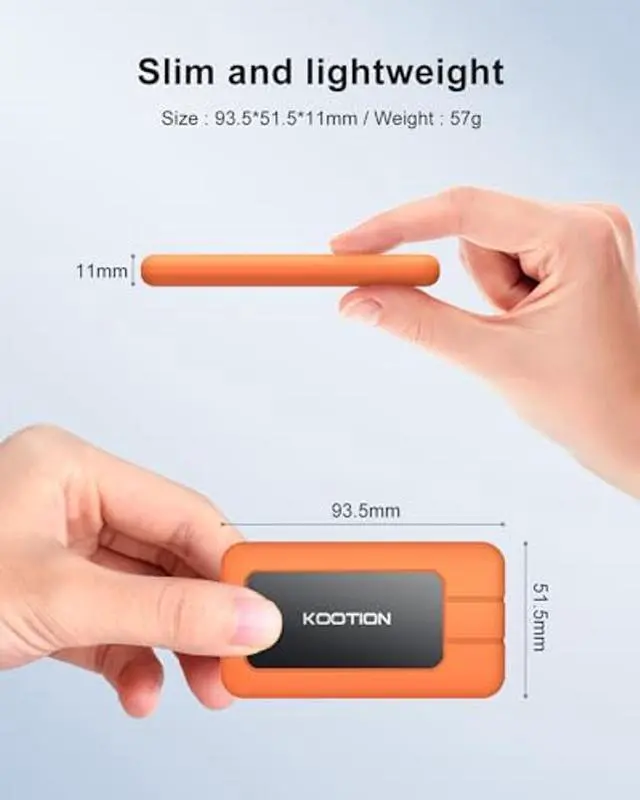 Alt view image 4 of 5 - KOOTION Portable SSD 1TB USB-C Up to 2000MB/s USB 3.2 External SSD USB 3.2 Gen 2x2 Portable Solid State Drive with Protective Case Shockproof Waterproof Type-C External Solid State Drive for PC/Mac