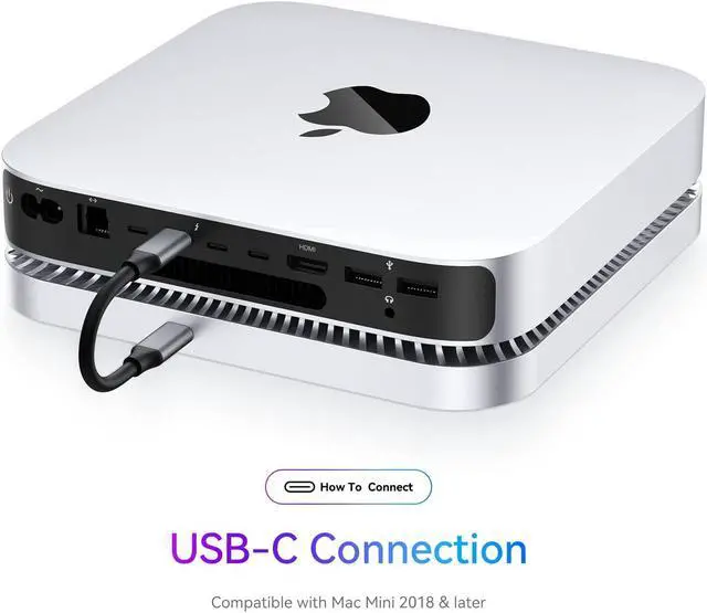 Alt view image 4 of 5 - RayCue Mac Hub & Stand with SSD - Type-C, USB 3.0/2.0 Ports, Card Readers - Fits 2.5 Inch SSD, for Mac Studio, Mac Mini M1/M2