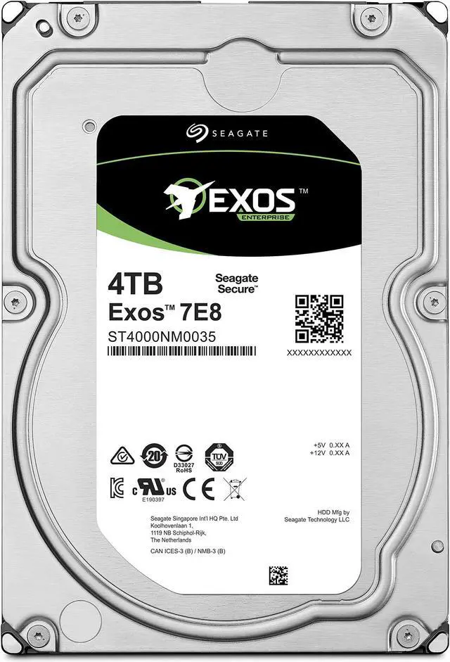 Main image of Seagate Exos 7E8 4TB 512n SATA 128MB Cache 3.5-Inch Enterprise Hard Drive (ST4000NM0035), Mechanical Hard Disk