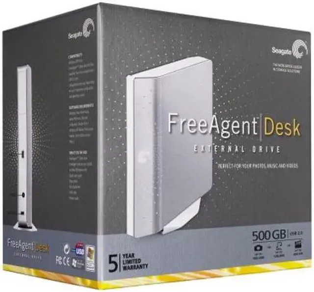 Alt view image 4 of 4 - Seagate FreeAgent Desk 500 GB External Hard Drive - Silver (ST305004FDA2E1-RK)