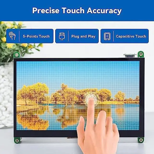 Alt view image 2 of 5 - SunFounder 7 Inch Touchscreen for RPI 4,1024X600 IPS Display, USB HDMI Portable Mini Monitor, Upgraded 7in Touch Screen for RPI 4 Monitor with Stand and Dual Speakers