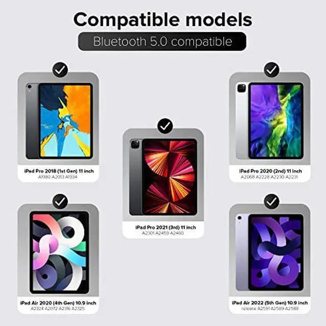 Alt view image 2 of 4 - mobee Combo Touch iPad Air (5th & 4th Gen 2020, 2022) Keyboard Case with Trackpad, Slim Sturdy Smart Folio Touchpad, Strong Magnetic Case for iPad Pro 11 (3th & 2nd Gen) - White