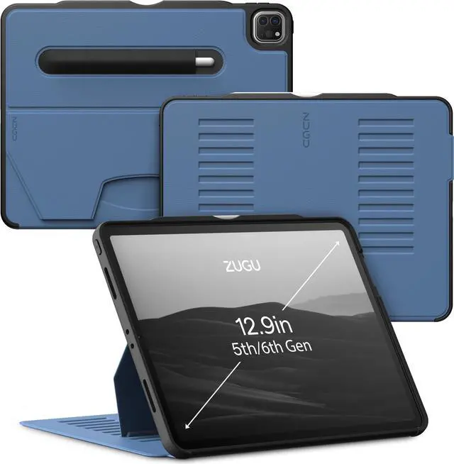 Main image of ZUGU Case for 2021/2022 iPad Pro 12.9 inch 5th / 6th Gen - Slim Protective Case - Apple Pencil Charging - Magnetic Stand & Sleep/Wake Cover (Fits Model #'s A2378, A2379, A2461, A2462) - Slate Blue