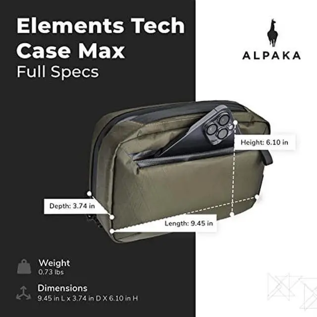 Alt view image 4 of 4 - ALPAKA Elements Tech Case Max - Keeps You Clutter-Free - Transforms into Sling Bag - Strap Included - Fits iPad Mini 6 and Foldable Headphones - Weatherproof X-Pac VX21 Fabric, Dark Green