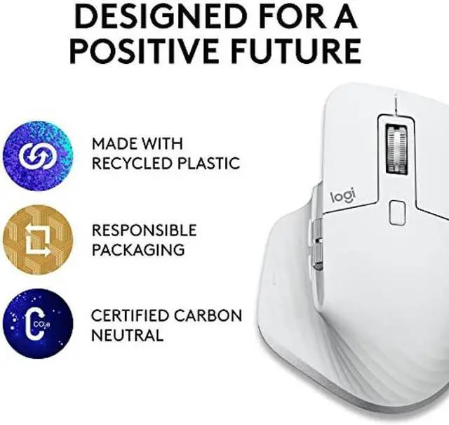 Alt view image 5 of 5 - Logitech MX Master 3S for Mac Wireless Bluetooth Mouse, Ultra-Fast Scrolling, Ergo, 8K DPI, Quiet Clicks, Track on Glass, USB-C, Apple, iPad - Pale Grey - With Free Adobe Creative Cloud Subscription