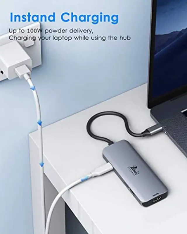 Alt view image 4 of 4 - 13 in 1 Triple Display Docking Station, Dual HDMI USB C Hub