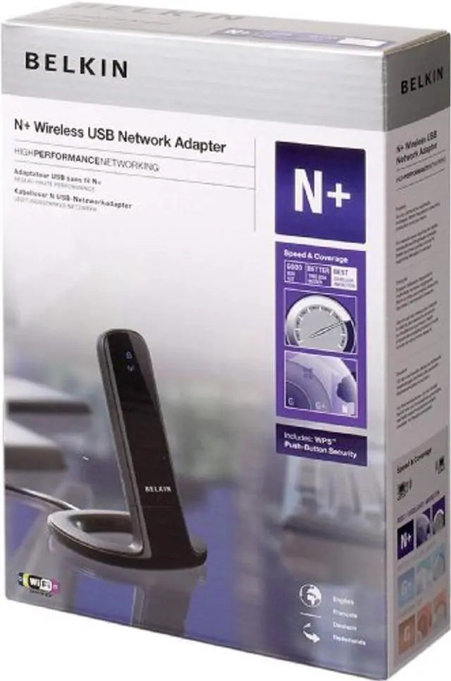 Alt view image 2 of 2 - Belkin F5D8055 Wireless N+300Mbps USB Adapter (Black)
