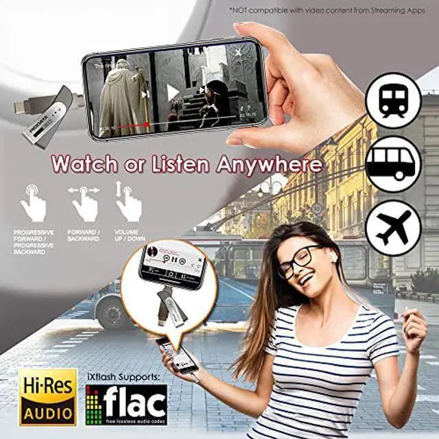 Alt view image 3 of 5 - PioData iXflash 512GB MFi Certified Flash Pen Drive for iPhone/iPad/Mac/PC USB 3.1 Type C Lightning External Storage Memory Photo Stick