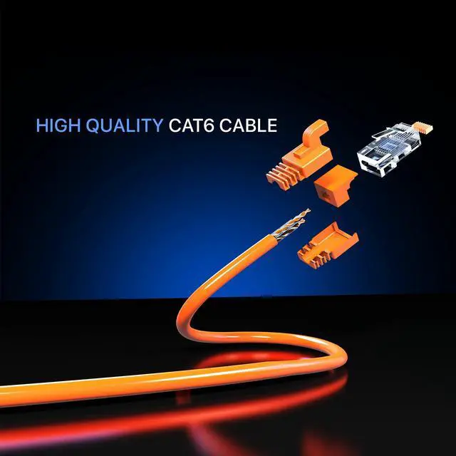 Alt view image 3 of 5 - Maximm Cat 6 Ethernet Cable 8 Ft, (50-Pack) Cat6 Cable, LAN Cable, Internet Cable, Patch Cable and Network Cable - UTP (Orange) 8 Feet ethernet Cord