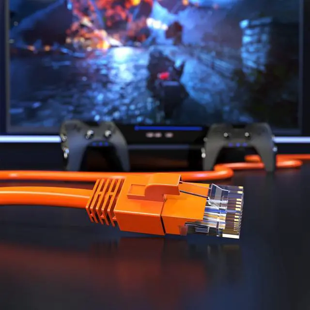Alt view image 5 of 5 - Maximm Cat 6 Ethernet Cable 8 Ft, (50-Pack) Cat6 Cable, LAN Cable, Internet Cable, Patch Cable and Network Cable - UTP (Orange) 8 Feet ethernet Cord