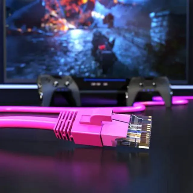 Alt view image 5 of 5 - Maximm Cat 6 Ethernet Cable 8 Ft, (50-Pack) Cat6 Cable, LAN Cable, Internet Cable, Patch Cable and Network Cable - UTP (Pink) 8 Feet ethernet Cord