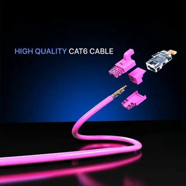 Alt view image 3 of 5 - Maximm Cat 6 Ethernet Cable 8 Ft, (50-Pack) Cat6 Cable, LAN Cable, Internet Cable, Patch Cable and Network Cable - UTP (Pink) 8 Feet ethernet Cord