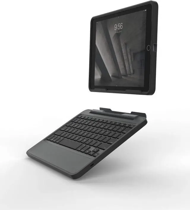 Alt view image 2 of 3 - ZAGG Rugged Book Detachable Case and Magnetic-Hinged Keyboard for iPad Air, iPad Air 2, & iPad 9.7 inch, - Multi-Device Bluetooth Pairing, Backlit Keyboard - USB-C to USB-C Cable Included (Black)