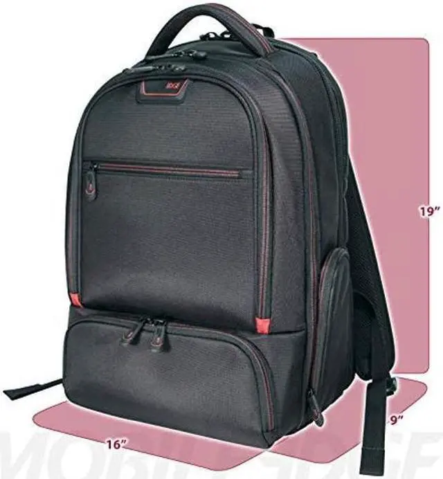 Alt view image 2 of 5 - Mobile Edge Professional Laptop Backpack for Men and Women, Compatible with Mac 16-17" Laptops, TSA-Friendly, Black/Red