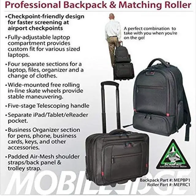 Alt view image 5 of 5 - Mobile Edge Professional Laptop Backpack for Men and Women, Compatible with Mac 16-17" Laptops, TSA-Friendly, Black/Red