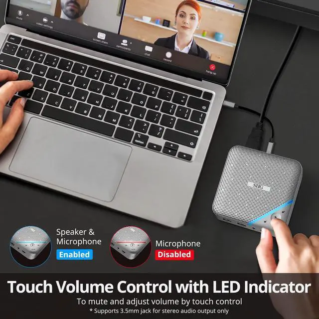 Alt view image 5 of 5 - SIIG Conference Room Omnidirectional Microphone, USB-C Speakerphone, Multi Port Mini Dock with 1x 4K HDMI, USB 3.0 Ports and PD 100W, Plug-N-Play, Mac and Windows, Silver (JU-DK0S11-S1)