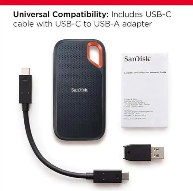 Alt view image 3 of 5 - SanDisk 1TB Extreme Portable SSD - Up to 1050MB/s, USB-C, USB 3.2 Gen 2, IP65 Water and Dust Resistance, Updated Firmware - External Solid State Drive - SDSSDE61-1T00-G25