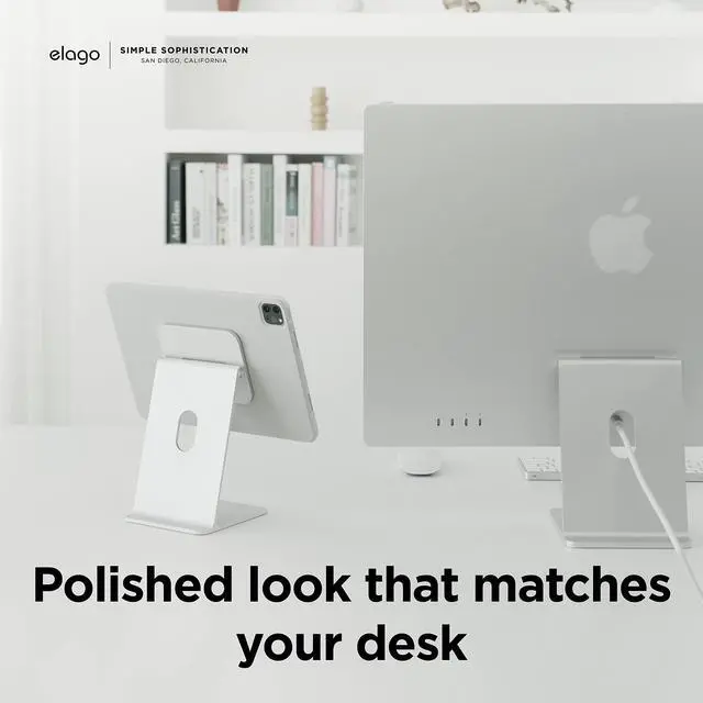 Alt view image 4 of 5 - elago Premium iPad Magnetic Stand Designed for iPad Pro 12.9"(5th,4th Gen), iPad Pro 11"(3rd,2nd Gen), iPad Air 10.9"(5th,4th Gen), iPad Mini 8.3"(6th Gen), iPad 10.9"(10th Gen) [Silver]