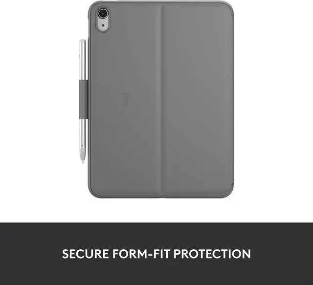 Alt view image 5 of 5 - Logitech Slim Folio Bluetooth Keyboard Case for iPad (10th Generation) with Integrated Wireless Keyboard - Oxford Gray