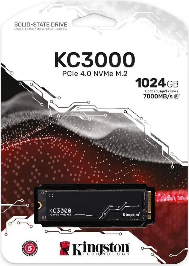 Alt view image 3 of 5 - Kingston KC3000 PCIe 4.0 NVMe M.2 1024 GB SSD - High-Performance Storage for Desktop and Laptop PCs -SKC3000S/1024G