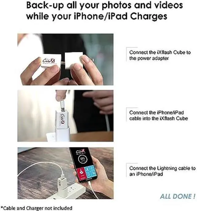 Alt view image 3 of 5 - PioData iXflash Cube 512GB Photo Storage Device Apple MFi Certified USB Type A for iPhone & iPad, Auto Backup Photos & Videos