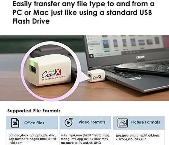 Alt view image 5 of 5 - PioData iXflash Cube 512GB Photo Storage Device Apple MFi Certified USB Type A for iPhone & iPad, Auto Backup Photos & Videos