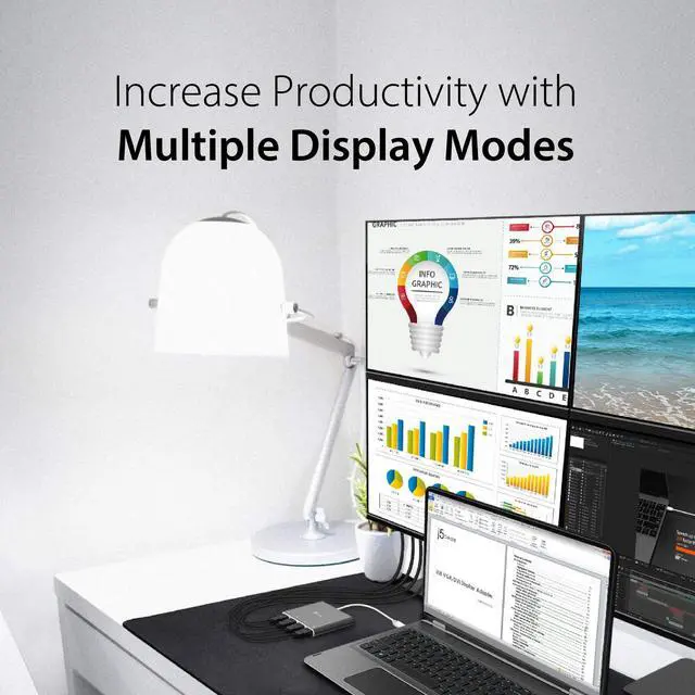 Alt view image 2 of 5 - j5create USB-C to 4 Port HDMI Adapter Hub- Multi Monitor Splitter - Support 4 1080p 60Hz Displays - Compatible with Type-C MacBook and Windows Laptop (JCA366)