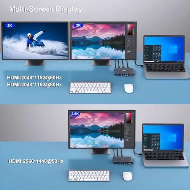 Alt view image 3 of 5 - BENFEI 12-in-1 USB Type-A/USB Type-C Docking Station with Dual HDMI Display/6*USB Ports/SD/TF Card Reader/Gigabit Ethernet Network/3.5mm Female Headphone Jack Compatible with Windows and Mac