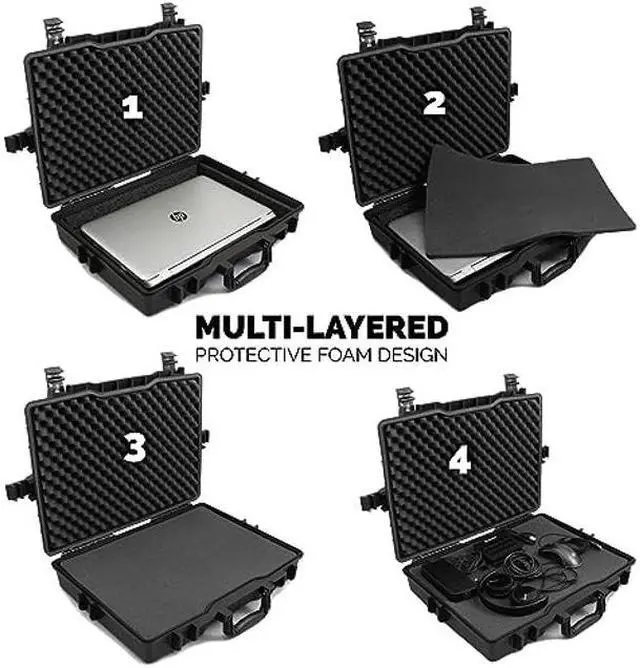 Alt view image 3 of 5 - CASEMATIX Waterproof Laptop Hard Case for 15-17 inch Gaming Laptops and Accessories - Heavy Duty Hard Laptop Case Compatible with 15.6 and 17.3 inch Gaming Laptops and Gaming Laptop Accessories