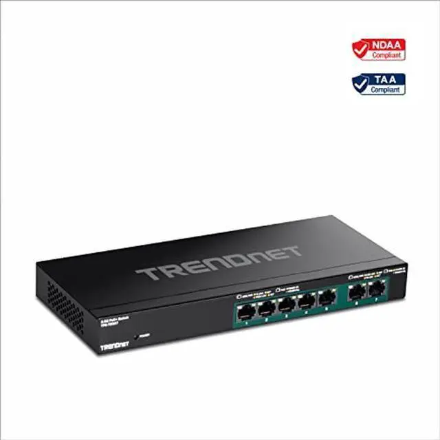 Alt view image 2 of 4 - TRENDnet 7-Port Multi-Gig PoE+ Switch, 5 x 1G RJ-45 PoE+ Base-T Ports, 2 x 2.5G RJ-45 PoE+ Ports, 20Gbps Switching Capacity, Network Ethernet Switch, Lifetime Protection, Black,TPE-TG327