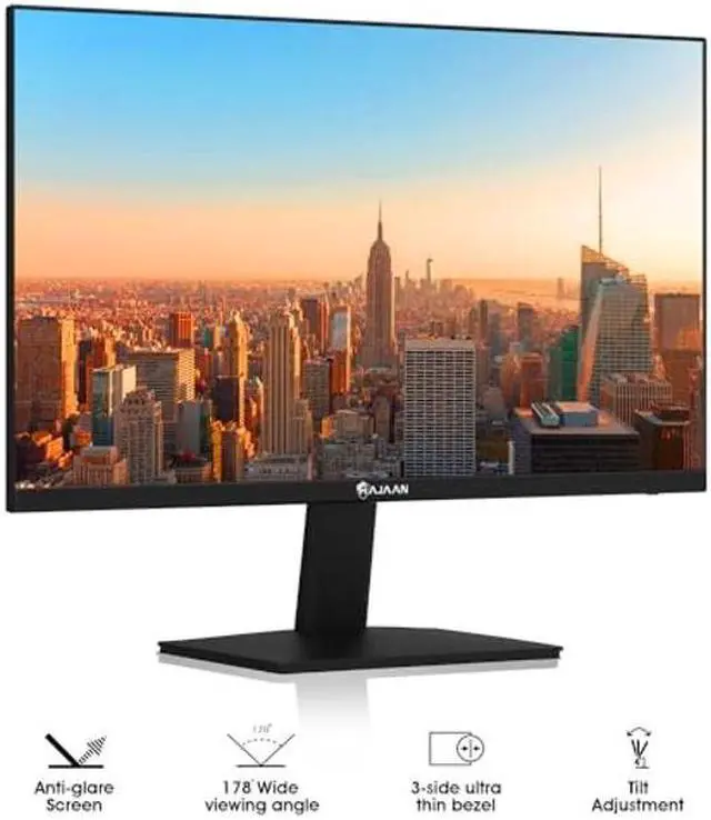Alt view image 2 of 5 - HAJAAN 24" FHD(1920 x1080) IPS Desktop Monitor, 75Hz Refresh Rate with Ultra Thin Bazel, Best for Office & Home, HDMI, VGA Ports | Monitor for PC, Wall Mountable, Black (S2424i)- New