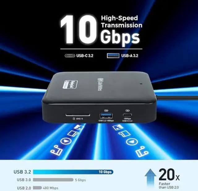 Alt view image 4 of 5 - Cable Matters 7-in-1 4K 60Hz USB C DisplayLink Dock (DisplayLink Docking Station) with Dual DisplayPort, Gigabit Ethernet, 10Gbps USB, SD Reader, 100W PD for MacBook Pro M1 / M2 / M3 & Windows Laptops