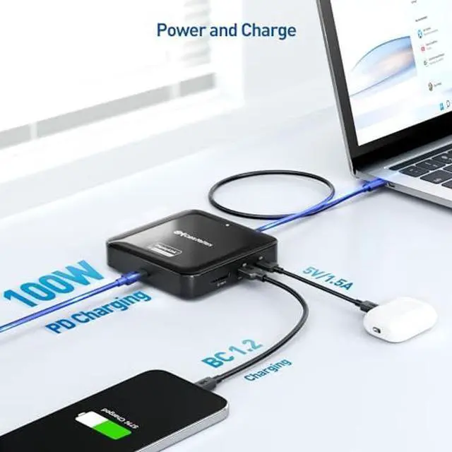 Alt view image 5 of 5 - Cable Matters 7-in-1 4K 60Hz USB C DisplayLink Dock (DisplayLink Docking Station) with Dual DisplayPort, Gigabit Ethernet, 10Gbps USB, SD Reader, 100W PD for MacBook Pro M1 / M2 / M3 & Windows Laptops