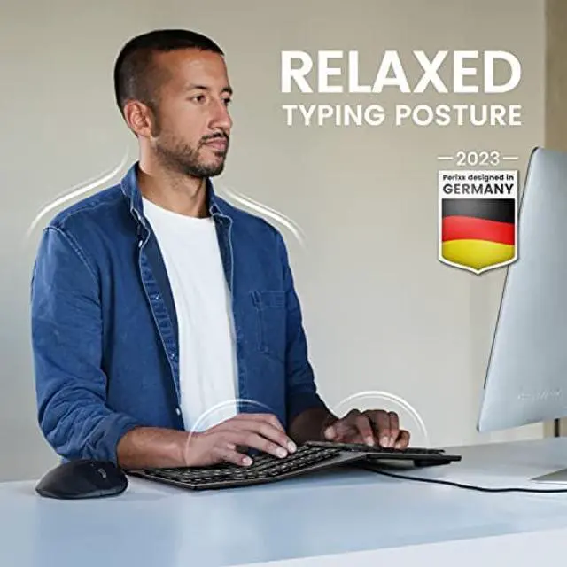 Alt view image 3 of 5 - Perixx PERIBOARD-535BR Wired Ergonomic Mechanical Split Keyboard - Low-Profile Brown Tactile Switches - Programmable Feature with Macro Keys - Compatible with Windows and Mac OS X - US English, Black